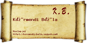 Körmendi Béla névjegykártya