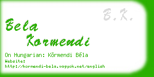 bela kormendi business card
